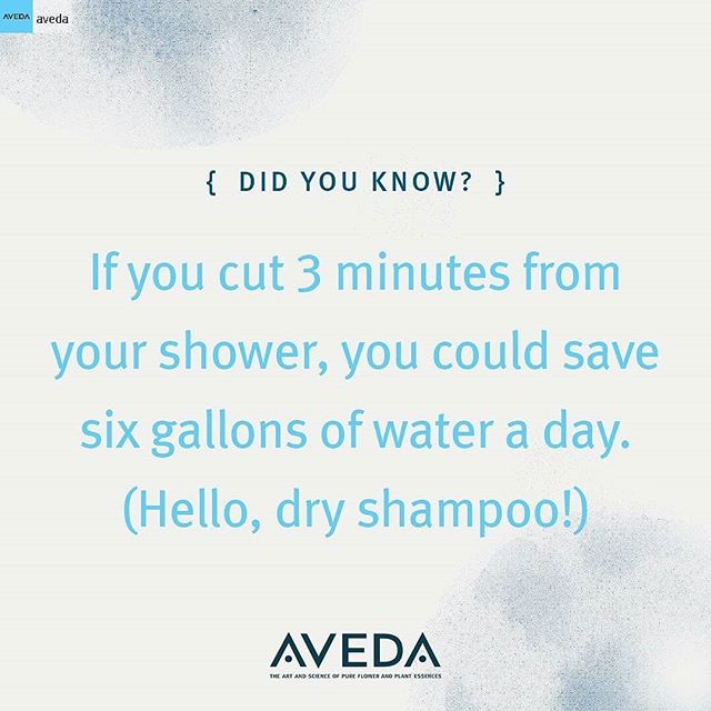 Small changes can have big impact. If you shower daily, you could save around 2,190 gallons (8,290 litres) of water a year.* Use #DryShampure to refresh your hair between washes to save water — and maybe get a little more beauty sleep too! (*Average shower in the U.S. uses 2 gallons per minute. Source: U.S. Geological Survey.)
